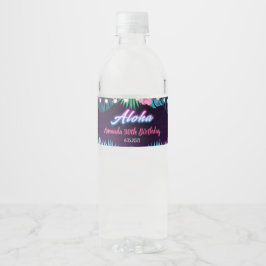 Neon Aloha Birthday Water Fles Label Waterfles Etiket