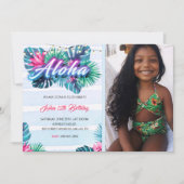 Neon Aloha Tropical Birthday Invitation Kaart (Voorkant)
