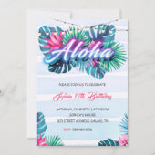 Neon Aloha Tropical Birthday Invitation Kaart (Voorkant)