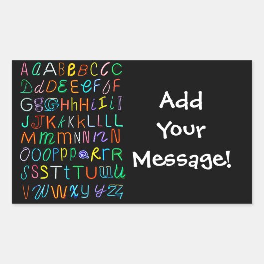 Neon Alphabet Rechthoekige Sticker (Voorkant)