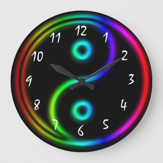 Neon als Rainbow Yin Yang Grote Klok (Voorkant)