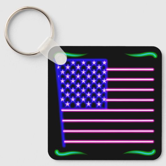 Neon American Flag Sleutelhanger (Voorkant)