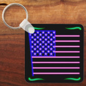 Neon American Flag Sleutelhanger (Voorkant)