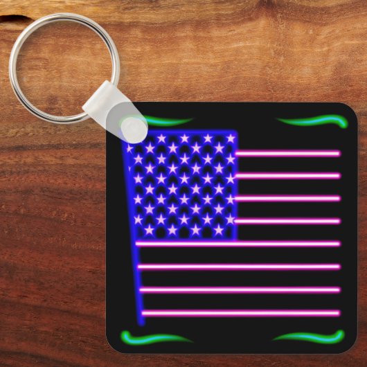 Neon American Flag Sleutelhanger (Voorkant)