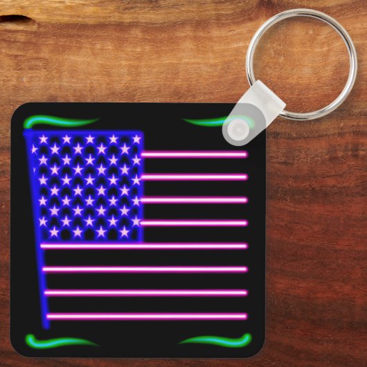 Neon American Flag Sleutelhanger (Achterkant)