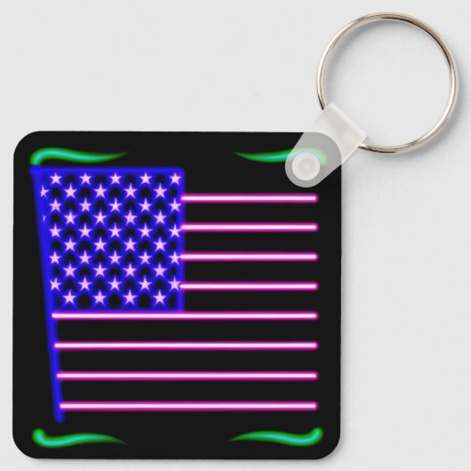 Neon American Flag Sleutelhanger (Achterkant)