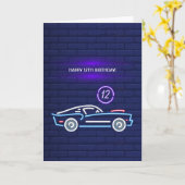 Neon American Muscoar Birthday Party Kaart (Gele Bloem)