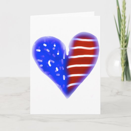Neon Amerikaanse vlag hart Bedankkaart (Voorkant)