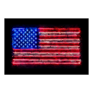 Neon Amerikaanse Vlag Perfect Poster