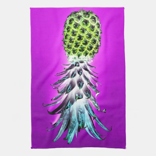 Neon anananaskleurige tropische vruchten Hawaiian Theedoek (Verticaal)