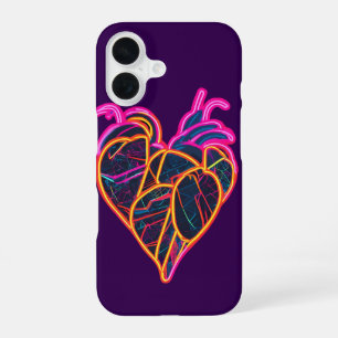 Neon Anatomical Heart Hoodie artistiek botanisch iPhone 16 Hoesje
