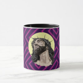 Neon Andean Pattern Jesus Christ Mug - Taza Cristo Mok