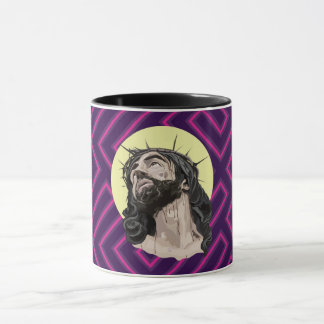 Neon Andean Pattern Jesus Christ Mug - Taza Cristo Mok