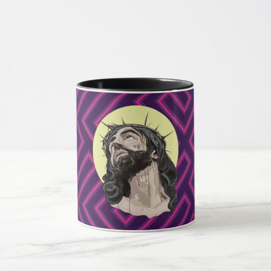 Neon Andean Pattern Jesus Christ Mug - Taza Cristo Mok (Midden)