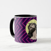 Neon Andean Pattern Jesus Christ Mug - Taza Cristo Mok (Voorkant links)