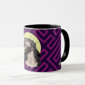 Neon Andean Pattern Jesus Christ Mug - Taza Cristo Mok (Voorkant rechts)