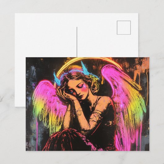 Neon Angel Briefkaart (Voorkant / Achterkant)