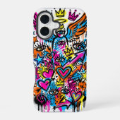Neon Angel vs Devil Graffiti iPhone 16 case Hoesje (Achterkant)