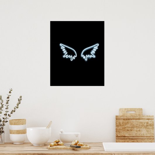 Neon angel wings poster (Keuken)