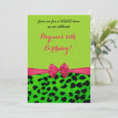 Neon Animal Print Cheetah Leopard Party Uitnodigin Kaart (Staand voorkant)