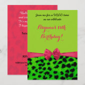 Neon Animal Print Cheetah Leopard Party Uitnodigin Kaart (Voorkant / Achterkant)