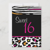 Neon Animal Print Sweet 16 Uitnodiging (Voorkant)