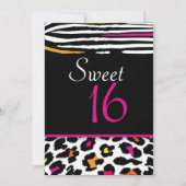 Neon Animal Print Sweet 16 Uitnodiging 2 (Voorkant)