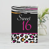 Neon Animal Print Sweet 16 Uitnodiging 2 (Staand voorkant)