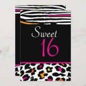 Neon Animal Print Sweet 16 Uitnodiging 2 (Voorkant / Achterkant)