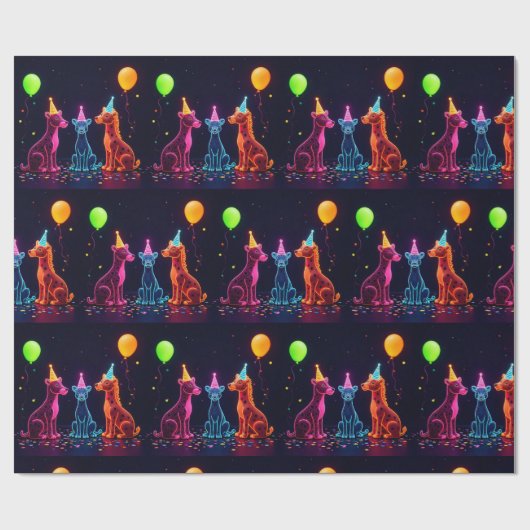 Neon Animal Theme Wrap Cadeaupapier (Vlak)