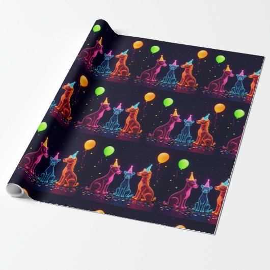 Neon Animal Theme Wrap Cadeaupapier (Uitgerold)