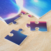 Neon anime meisje met hoofdtelefoon in een kosmisc legpuzzel (Zijkant)