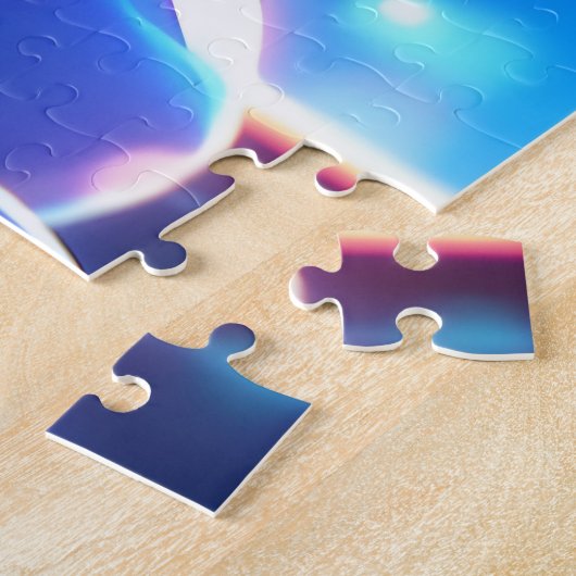 Neon anime meisje met hoofdtelefoon in een kosmisc legpuzzel (Zijkant)