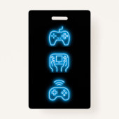 Neon Any year video games birthday invitation Badge (Achterkant)