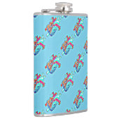 Neon Aqua Anatomical Heart Patterned Vinyl Flask Heupfles (Rechts)