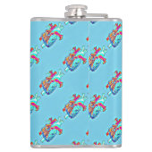 Neon Aqua Anatomical Heart Patterned Vinyl Flask Heupfles (Achterkant)
