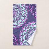 Neon Aqua Blauwgroen Paars Artsy Henna Boho Mandal Bad Handdoek (Handdoek)