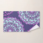 Neon Aqua Blauwgroen Paars Artsy Henna Boho Mandal Bad Handdoek (Handdoek)
