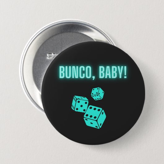 Neon Aqua Bunco Baby Ronde Button 7,6 Cm (Voorkant /achterkant)