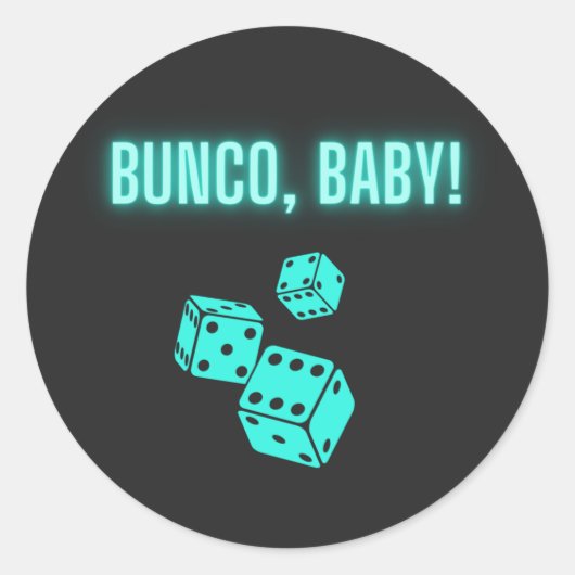 Neon Aqua Bunco Baby Ronde Sticker (Voorkant)