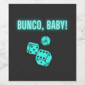 Neon Aqua Bunco Baby Wijn Etiket (Enkel label)