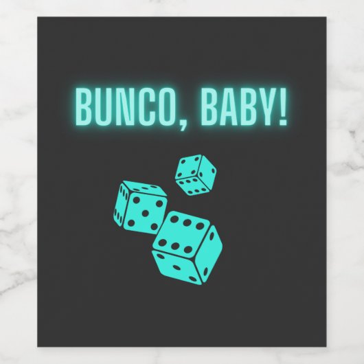 Neon Aqua Bunco Baby Wijn Etiket (Enkel label)