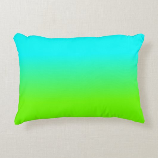 Neon Aqua en Neon Green Ombré Shade Color Fade Accent Kussen (Voorkant)