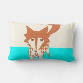 Neon Aqua Monogram gestileerd Fox Pillow Kussen (Achterkant)