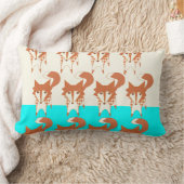 Neon Aqua Monogram gestileerd Fox Pillow Kussen (Deken)