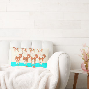 Neon Aqua Monogram gestileerd Fox Pillow Kussen