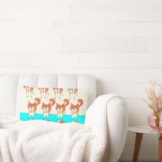 Neon Aqua Monogram gestileerd Fox Pillow Kussen (Bank)
