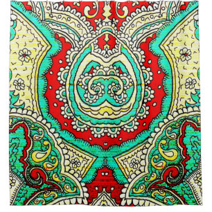 Neon arabesk ornament: jaren '80 stijl. douchegordijn