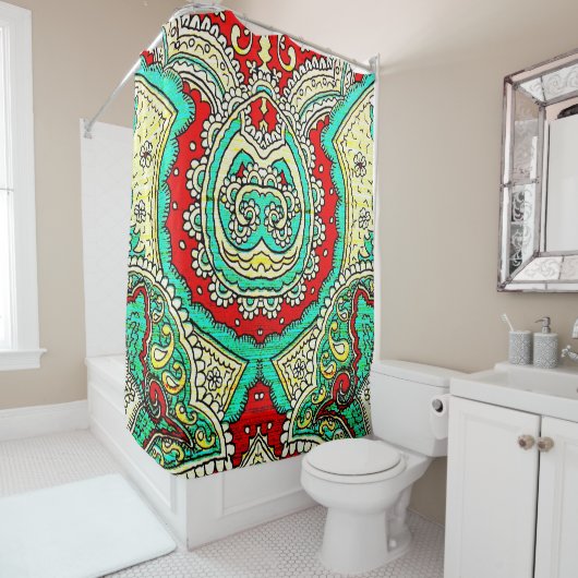 Neon arabesk ornament: jaren '80 stijl. douchegordijn (In situ)