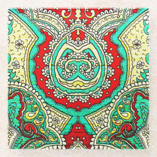 Neon arabesk ornament: jaren '80 stijl. glazen onderzetter